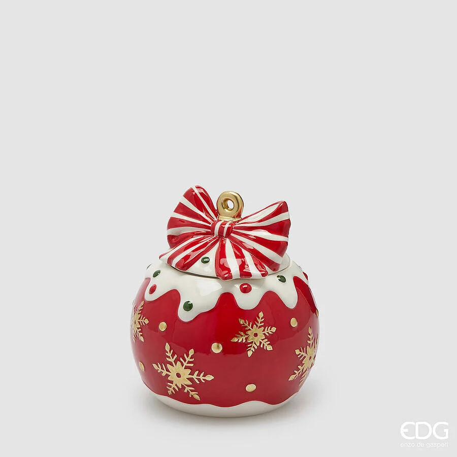 EDG Enzo De Gasperi Contenitore Palla XMas Natale H 17,5 Cm D. 16 Cm White Red