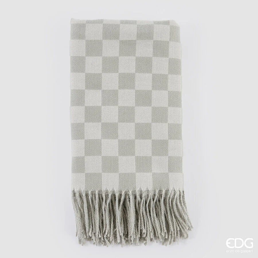 EDG Enzo De Gasperi Coperta a Scacchi 152 x 127 Cm Poliestere Bianco Verde
