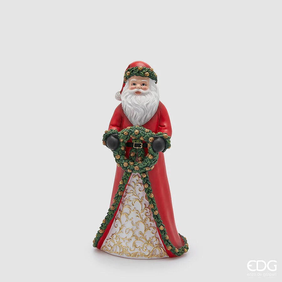 EDG Enzo De Gasperi Decoro Babbo Natale con Corona H 39 Cm L 20 Cm L 16 Cm Green Red
