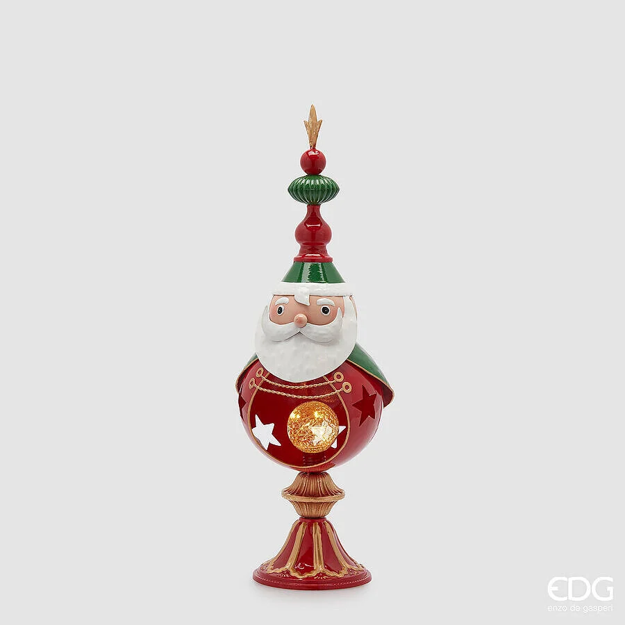 EDG Enzo De Gasperi Decoro Babbo Natale Led H 53 Cm D 16 Cm Green Red