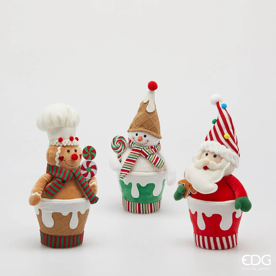EDG Enzo De Gasperi Decoro Babbo Natale Uomoneve Marzapane Ass. H 35 Green Red 1 Pz