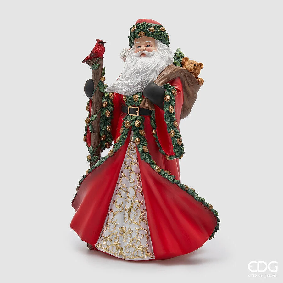 EDG Enzo De Gasperi Decoro Babbo Natale Viandante H 47 Cm L 32 Cm L 23,5 Cm Green Red