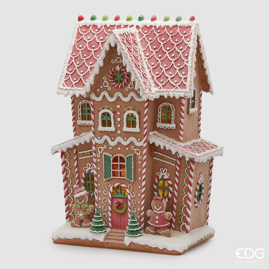 EDG Enzo De Gasperi Decoro Casetta Marzapane Natale Led H 76 Cm L 54 Cm L 31 Cm Multicolo