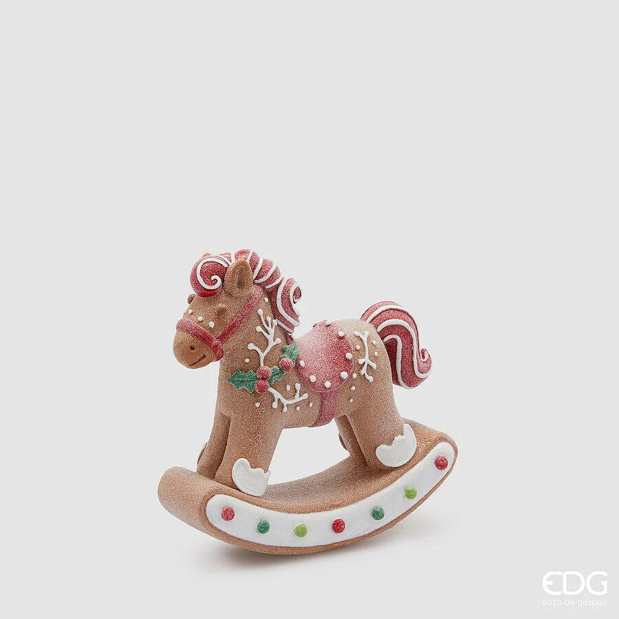 EDG Enzo De Gasperi Decoro Cavallo a Dondolo Marzapane Natale H 22 Cm L 22 Cm L 8 Cm Multicolo