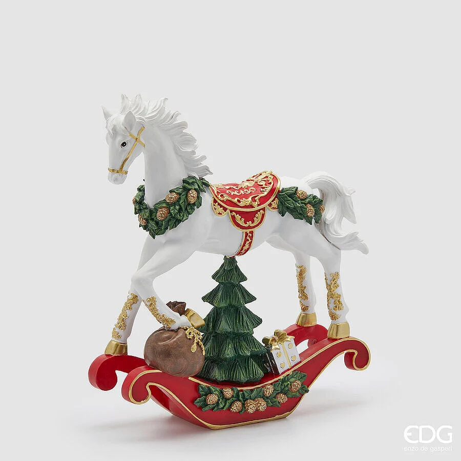 EDG Enzo De Gasperi Decoro Cavallo a Dondolo Natale H 35,5 Cm L 30,5 Cm L 11 Cm Multicolor