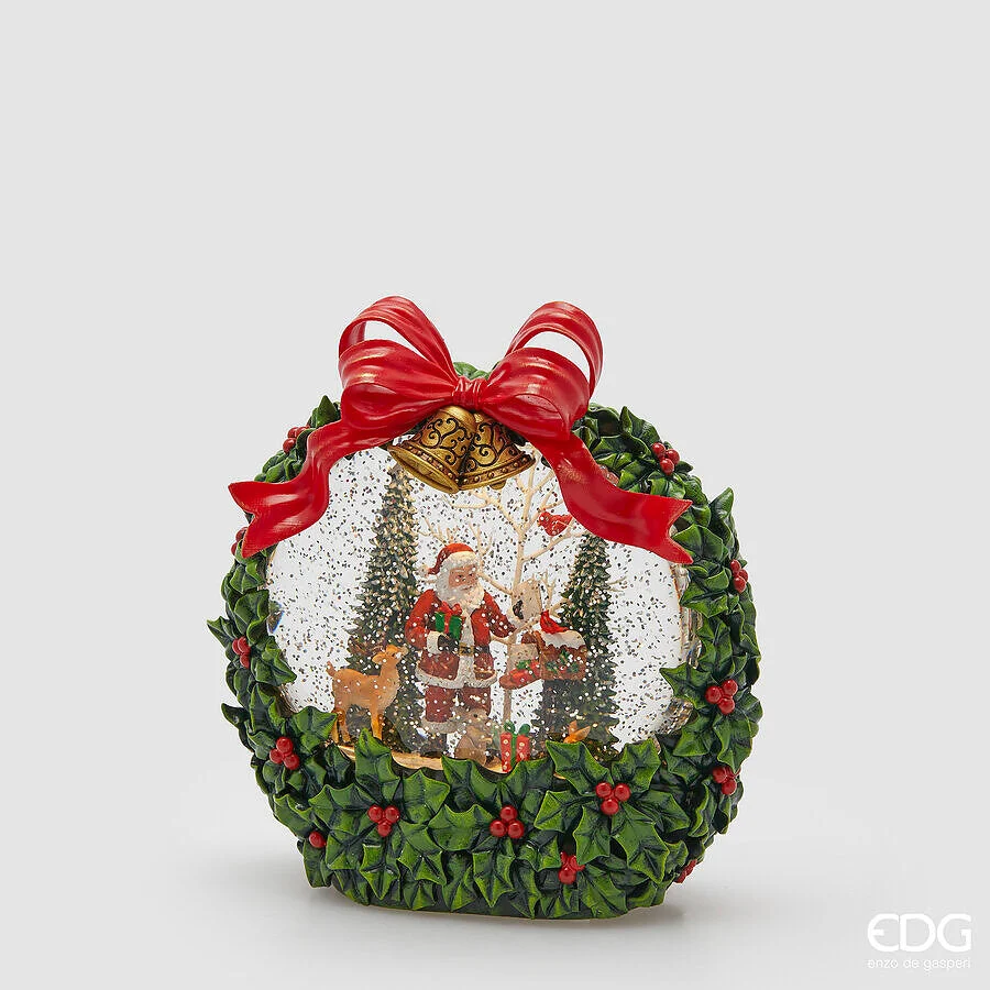 EDG Enzo De Gasperi Decoro Corona Villaggio Natale H 21 Cm L 20 Cm L 9,3 Cm Musica, Mov. Led Multicolor