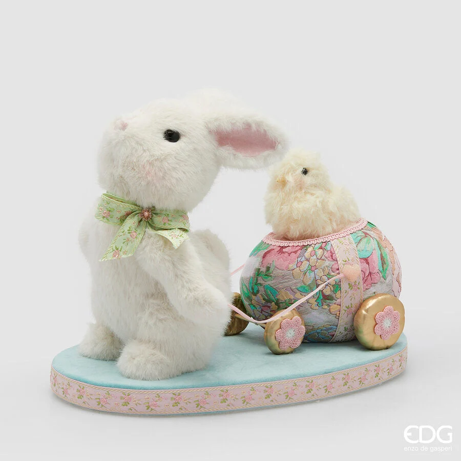 EDG Enzo De Gasperi Decoro di Pasqua Coniglio con Pulcino H 32 Cm L 42 Cm L 25 Cm Multicolor