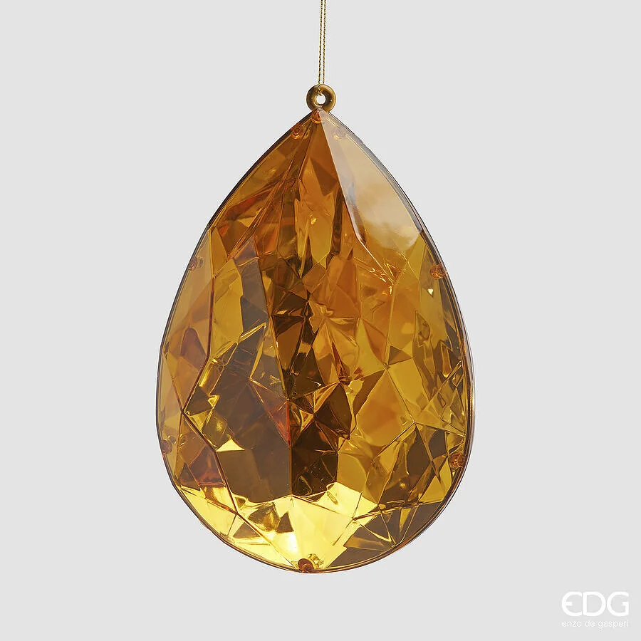 EDG Enzo De Gasperi Decoro Diamante Goccia di Natale da Appendere D 19 Cm L 12,5 Cm L 7,5 Cm Pp Gold