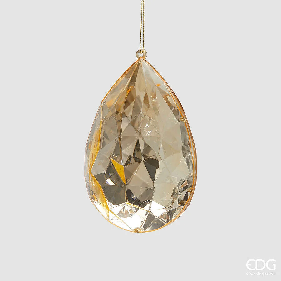 EDG Enzo De Gasperi Decoro Diamante Goccia di Natale da Appendere H 15 Cm L 10 Cm L 6 Cm Pp Champagne