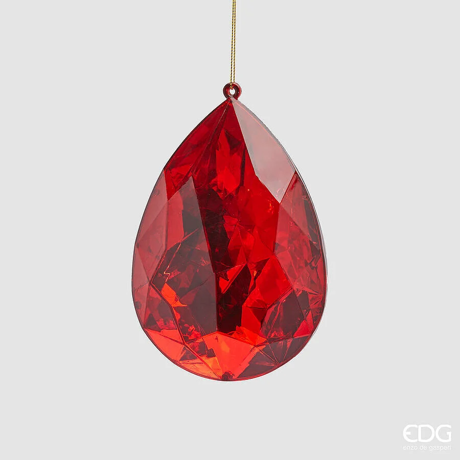 EDG Enzo De Gasperi Decoro Diamante Goccia di Natale da Appendere H 15 Cm L 10 Cm L 6 Cm Pp Red