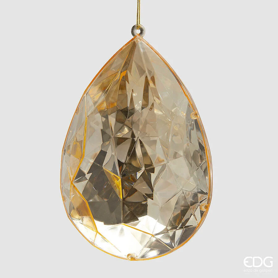 EDG Enzo De Gasperi Decoro Diamante Goccia di Natale da Appendere H 23 Cm L 16 Cm L 10 Cm Pp Champagne