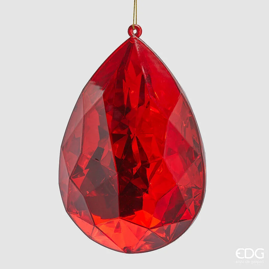 EDG Enzo De Gasperi Decoro Diamante Goccia di Natale da Appendere H 23 Cm L 16 Cm L 10 Cm Pp Red
