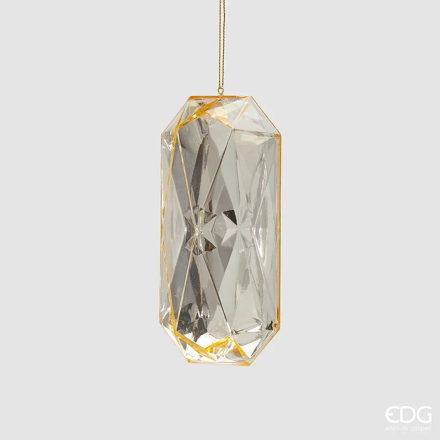 EDG Enzo De Gasperi Decoro Diamante Rettangolare di Natale da Appendere H 14,5 Cm L 7 Cm L 5,5 Cm Pp Champagne
