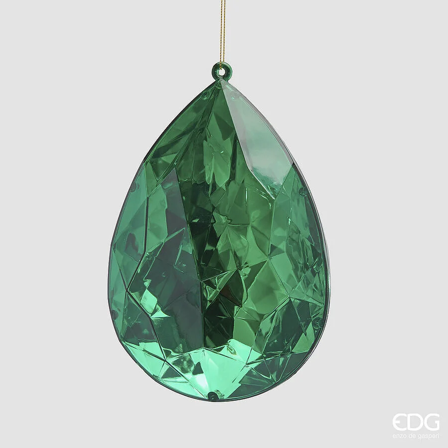 EDG Enzo De Gasperi Decoro Diamante Rettangolare di Natale da Appendere H 19 Cm L 12,5 Cm L 7,5 Cm Pp Emerald Green