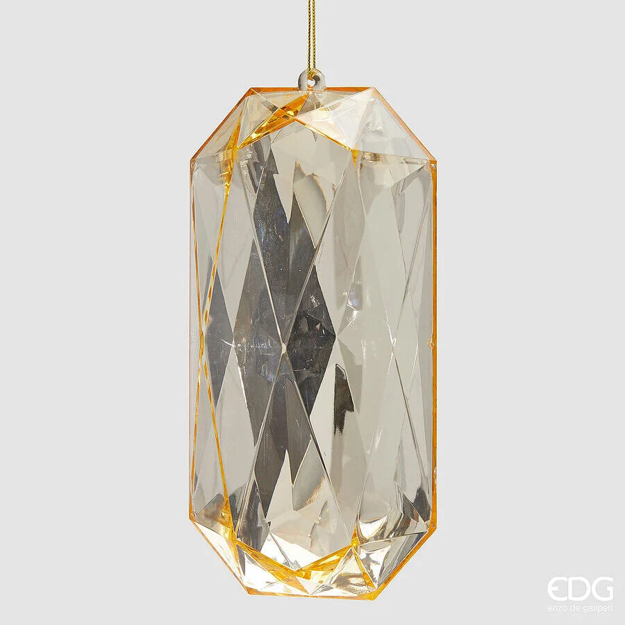 EDG Enzo De Gasperi Decoro Diamante Rettangolare di Natale da Appendere H 22 Cm L 11 Cm L 8 Cm Pp Champagne