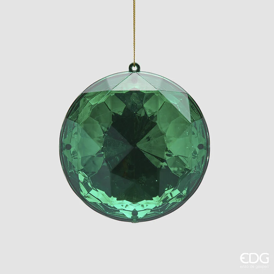 EDG Enzo De Gasperi Decoro Diamante Rotondo di Natale da Appendere D 10 Cm L 4,5 Cm Pp  Emerald Green