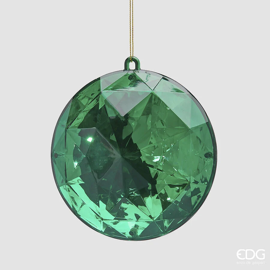 EDG Enzo De Gasperi Decoro Diamante Rotondo di Natale da Appendere D 12,5Cm L 6,5 Cm Pp  Emerald Green