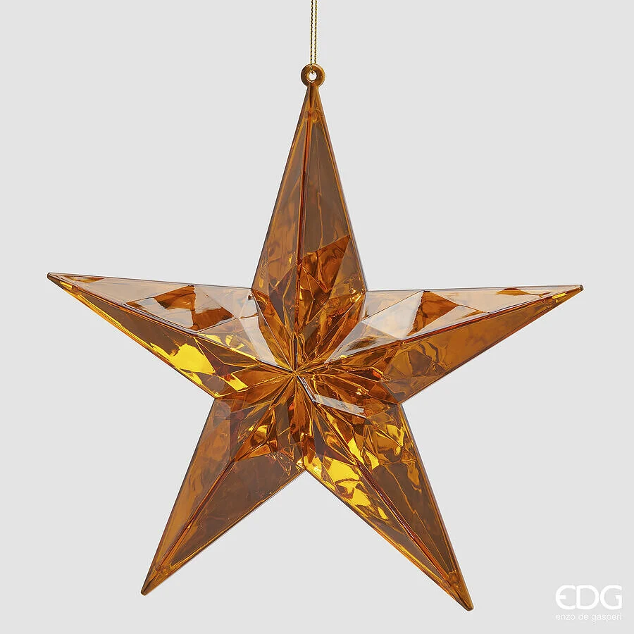 EDG Enzo De Gasperi Decoro Diamante Stella di Natale da Appendere D 19,5 Cm L 5 Cm Pp Gold
