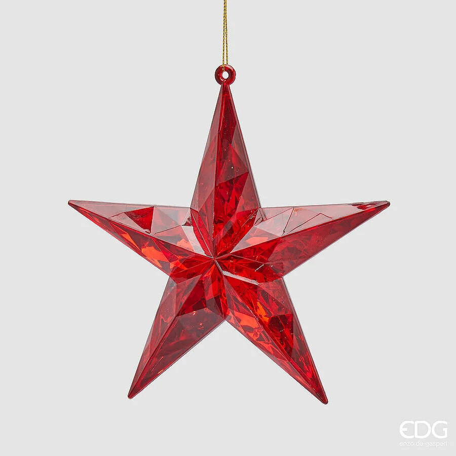 EDG Enzo De Gasperi Decoro Diamante Stella Natale Da Appendere D 13,5 Cm L 3,5 Cm Red