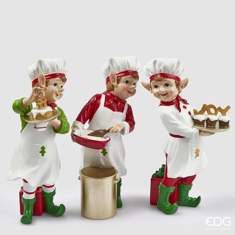 EDG Enzo De Gasperi Decoro Elfo Cuoco di Natale Ass. H 30 Cm Green Red 1 Pz