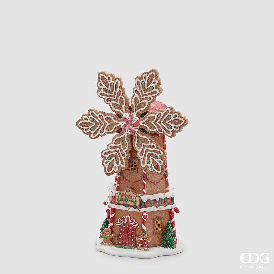 EDG Enzo De Gasperi Decoro Mulino Marzapane Natale Led H 50 Cm L 30 Cm L 23 Cm Multicolor