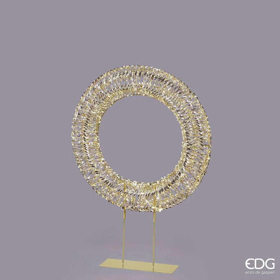 EDG Enzo De Gasperi Decoro Natale Corona con Base 1.440 MicroLed H 110 Cm L 80 Cm L 18 Cm IP44 Gold