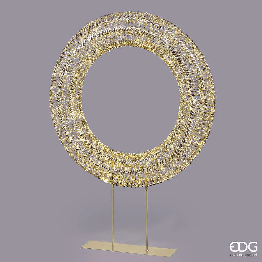 EDG Enzo De Gasperi Decoro Natale Corona con Base 1.800 MicroLed H 140 Cm L 100 Cm L 19 Cm IP44 Gold