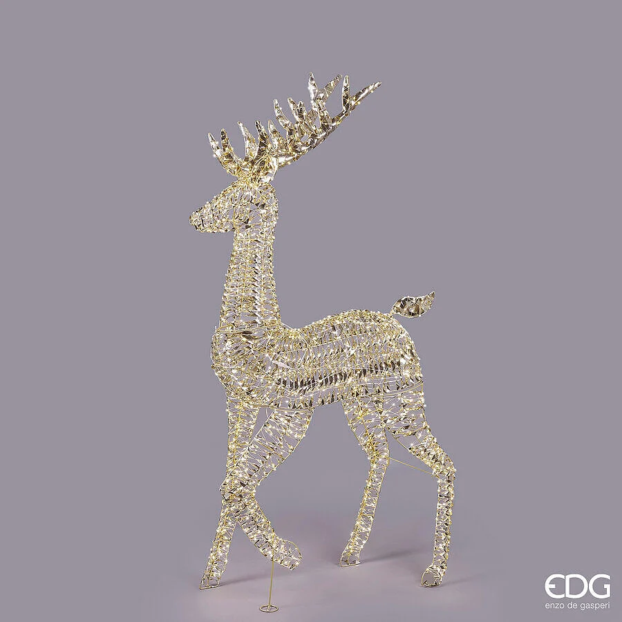 EDG Enzo De Gasperi Decoro Natale Renna Stripes 1.800 MicroLed H 180 Cm L 90 Cm L 27 Cm IP44 Gold