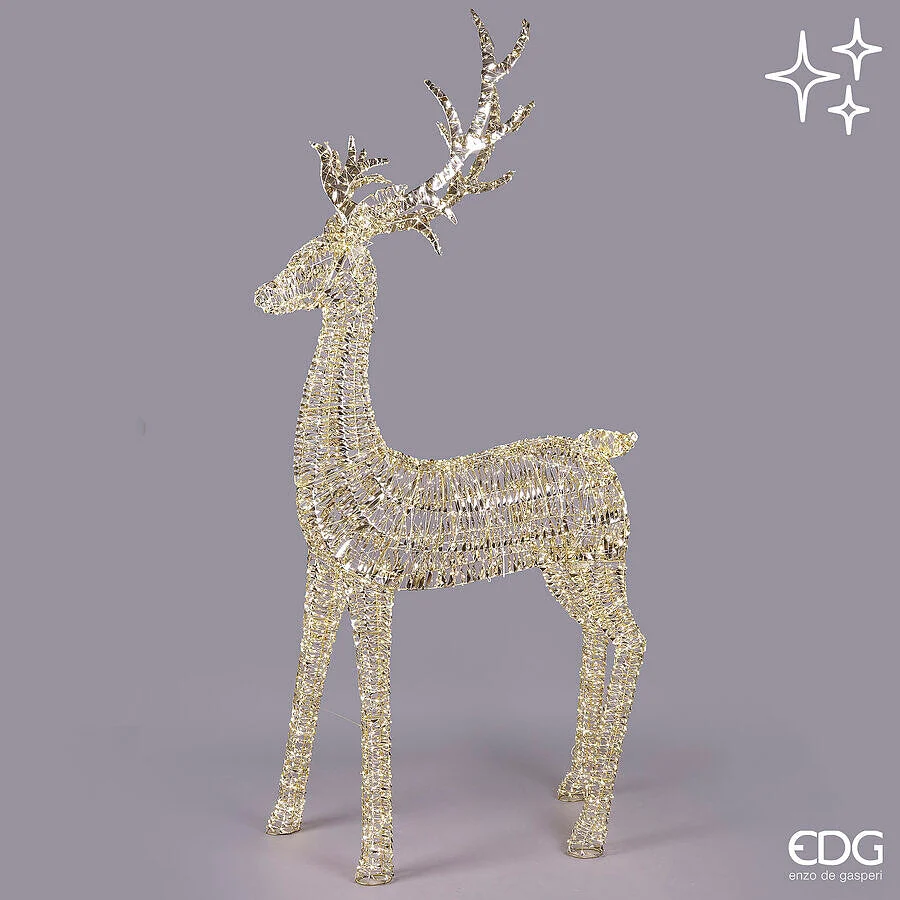 EDG Enzo De Gasperi Decoro Natale Renna Stripes 5.200 MicroLed H 270 Cm L 30 Cm L 130 Cm L 40 Cm IP44 Gold