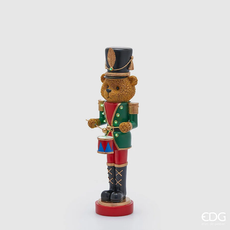 EDG Enzo De Gasperi Decoro Orso Soldatino Natale MiniLed H 46 Cm L 15 Cm L 13 Cm Green Red