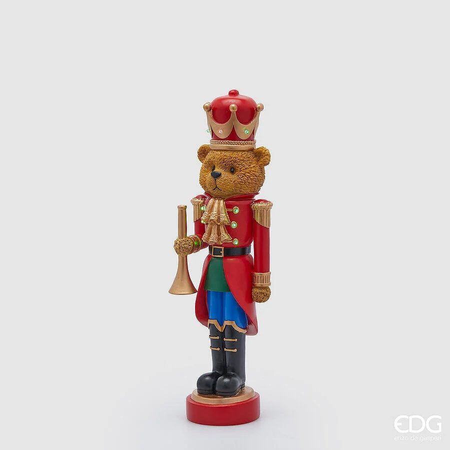 EDG Enzo De Gasperi Decoro Orso Soldatino Natale MiniLed H 46,5 Cm L 13,5 Cm L 12,5 Cm Blue Red