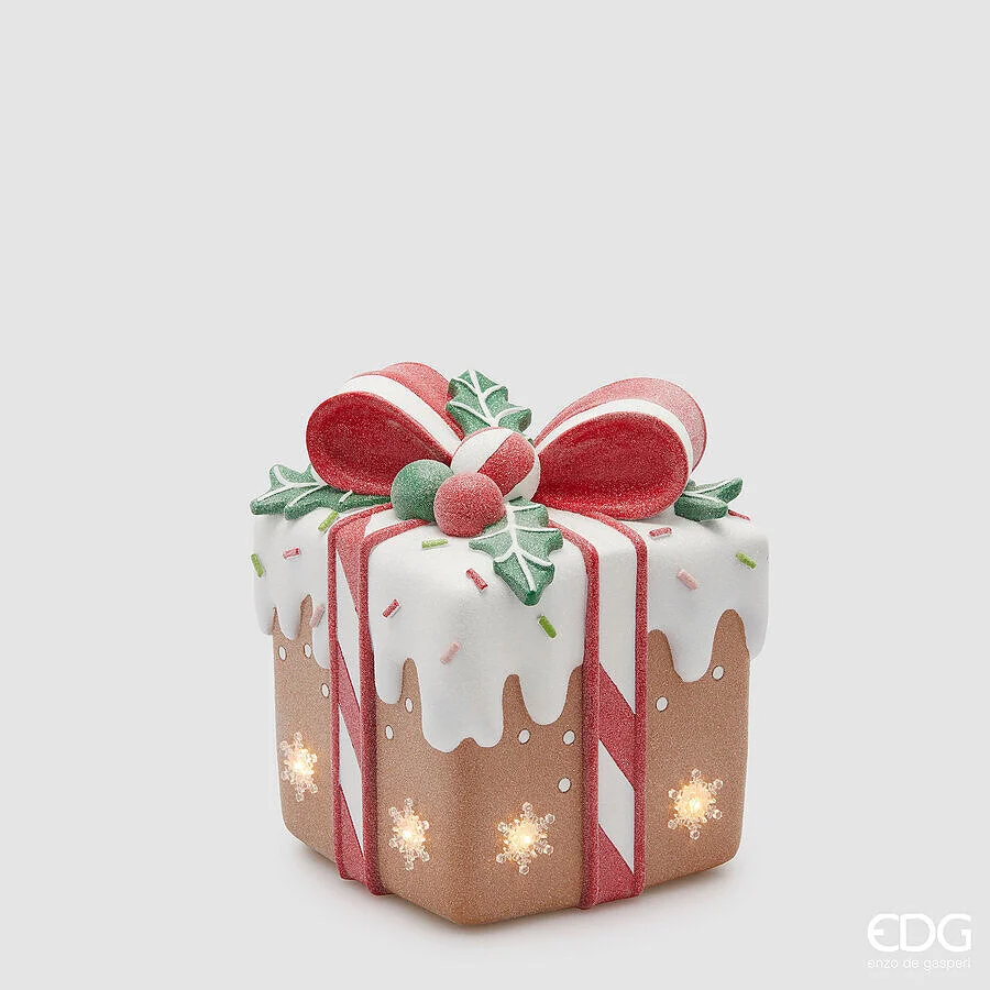 EDG Enzo De Gasperi Decoro Pacco Regalo Marzapane Natale Led H 26 Cm L 21 Cm L 21 Cm Multicolo