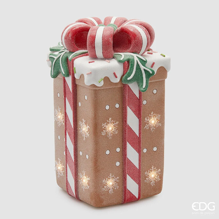 EDG Enzo De Gasperi Decoro Pacco Regalo Marzapane Natale Led H 41 Cm L 24 Cm L 24 Cm Multicolo