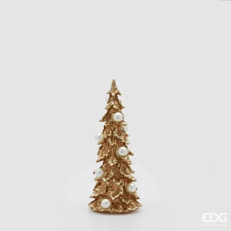 EDG Enzo De Gasperi Decoro Pino di Natale con Perle H 34 Cm D 13 Cm Gold