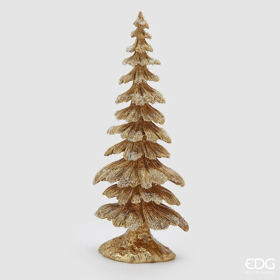 EDG Enzo De Gasperi Decoro Pino di Natale Innevato H 51 Cm L 21 Cm L 13 Cm Gold