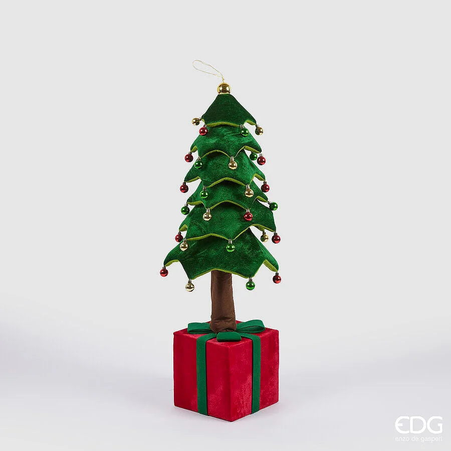 EDG Enzo De Gasperi Decoro Pino di Natale su Pacco da Appendere H 110 Cm Telescopico Green