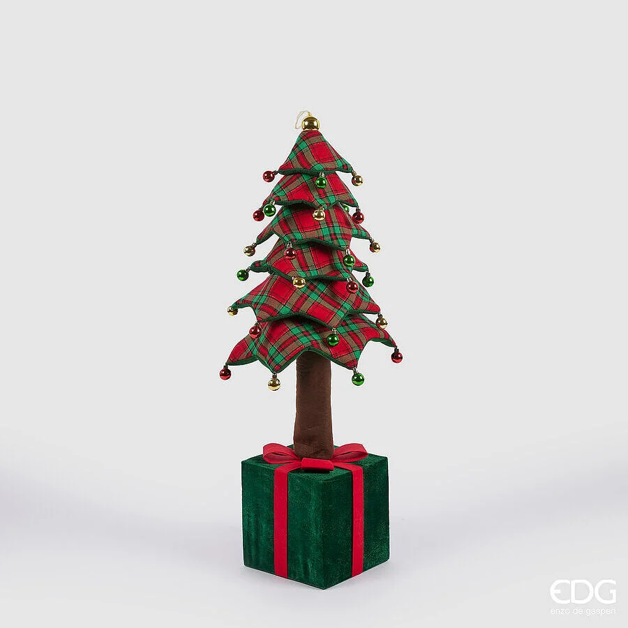 EDG Enzo De Gasperi Decoro Pino di Natale su Pacco da Appendere H 110 Cm Telescopico Green Red