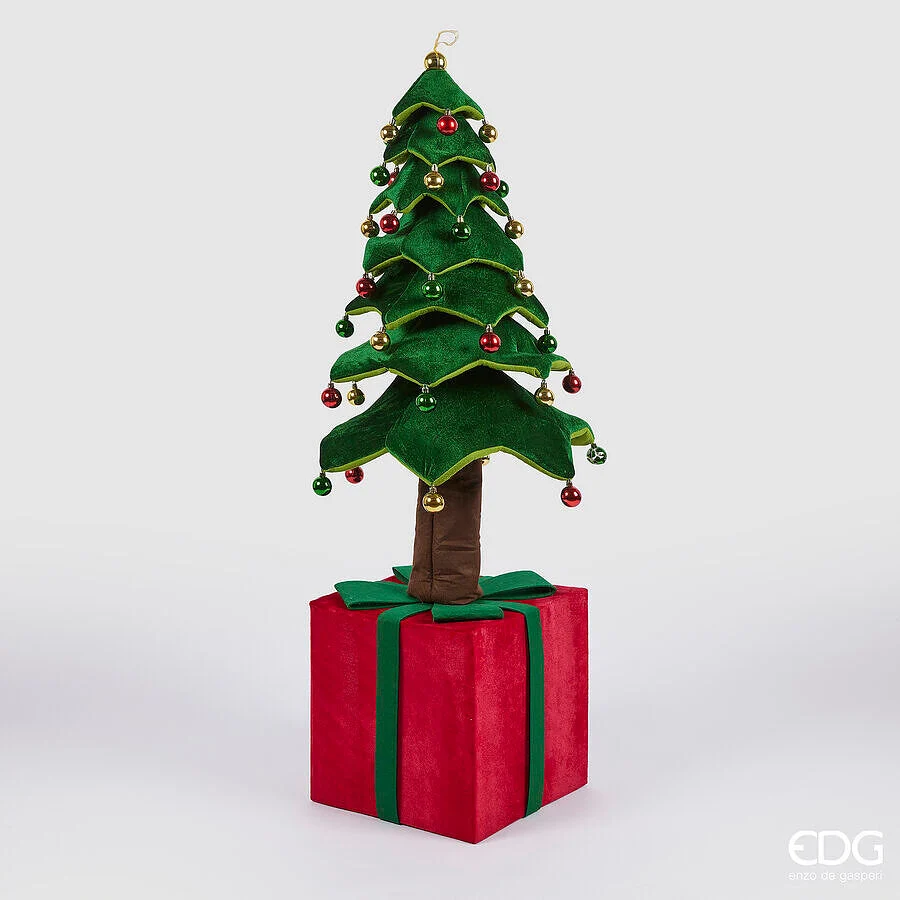 EDG Enzo De Gasperi Decoro Pino di Natale su Pacco da Appendere H 150 Cm Telescopico Green