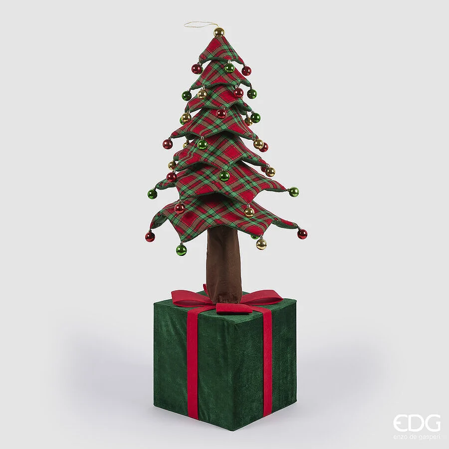 EDG Enzo De Gasperi Decoro Pino di Natale su Pacco da Appendere H 150 Cm Telescopico Green Red