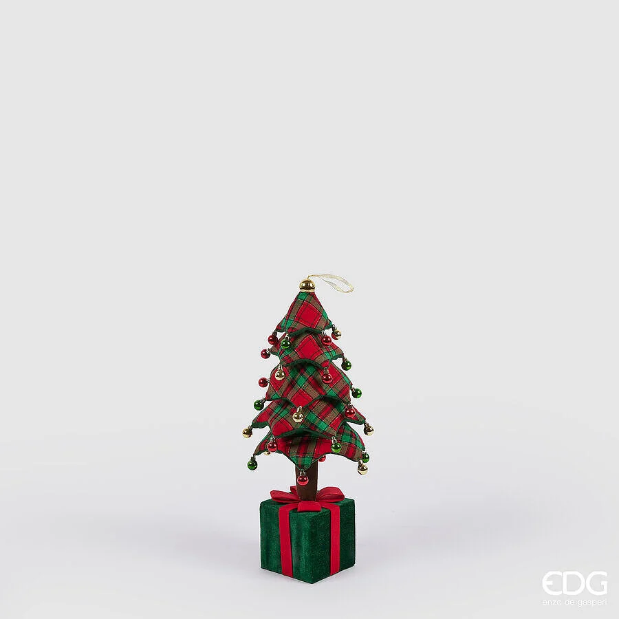 EDG Enzo De Gasperi Decoro Pino di Natale su Pacco da Appendere H 70 Cm Telescopico Green Red