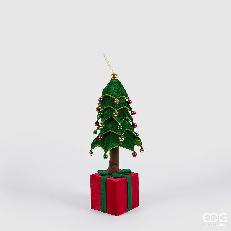 EDG Enzo De Gasperi Decoro Pino di Natale su Pacco da Appendere H 90 Cm Telescopico Green