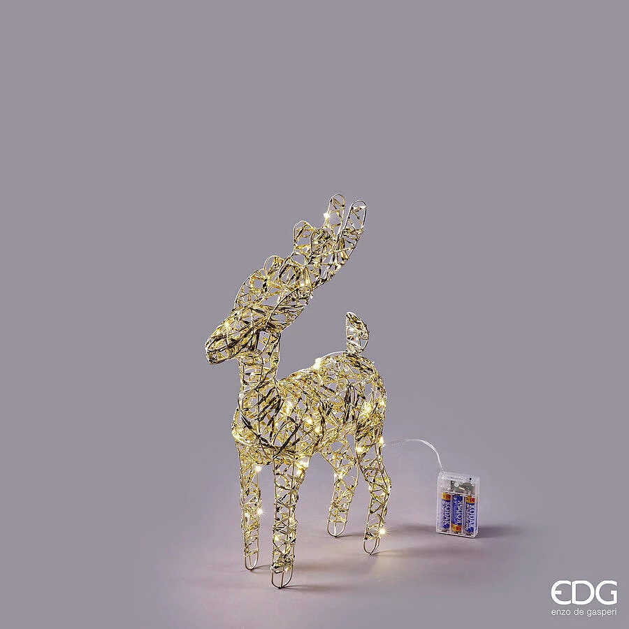 EDG Enzo De Gasperi Decoro Renna di Natale Led Intreccio 40 MicroLed  H 37 Cm L 25 Cm L 12 Cm  IP20 Gold