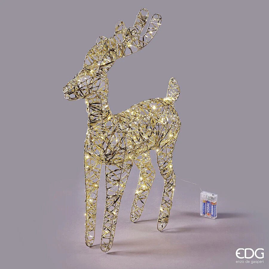EDG Enzo De Gasperi Decoro Renna di Natale Led Intreccio 50 MicroLed  H 60 Cm L 30 Cm L 15 Cm  IP20 Gold