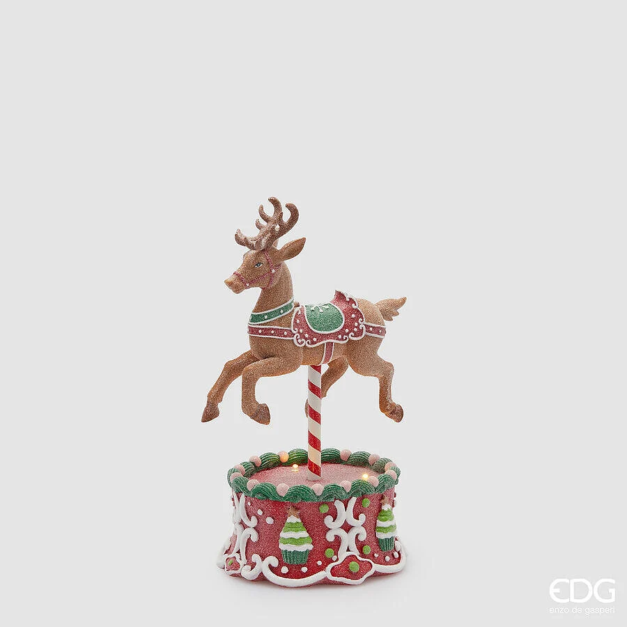 EDG Enzo De Gasperi Decoro Renna Marzapane Natale Mov. H 29 Cm L 17 Cm L 14 Cm Multicolo