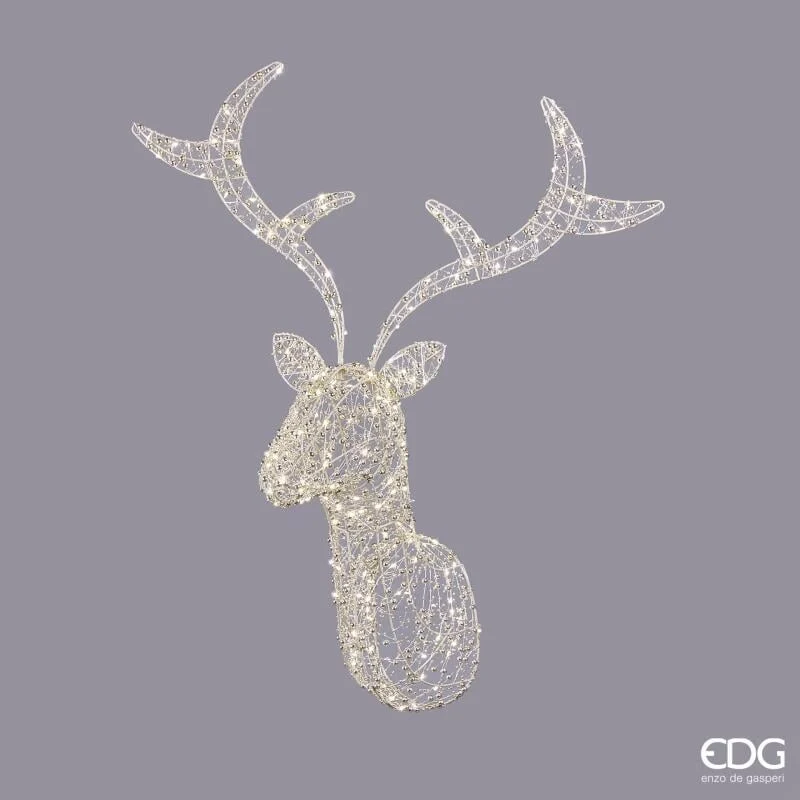 EDG Enzo De Gasperi Decoro Renna Pearls Natale 200 MicroLed H 75 Cm L 60 Cm L 30 I44 Light Gold