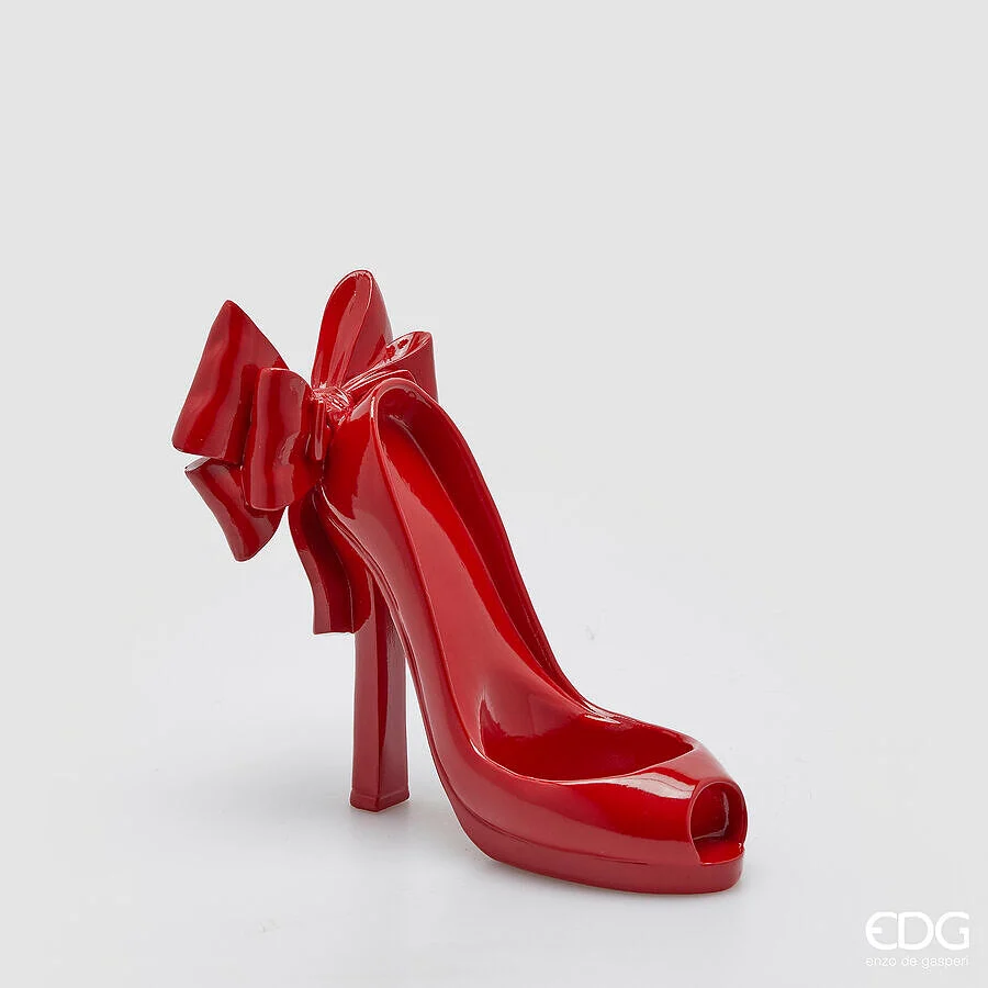 EDG Enzo De Gasperi Decoro Scarpa Portabottiglia di Natale H 22 Cm L 25 Cm L 16 Cm Red