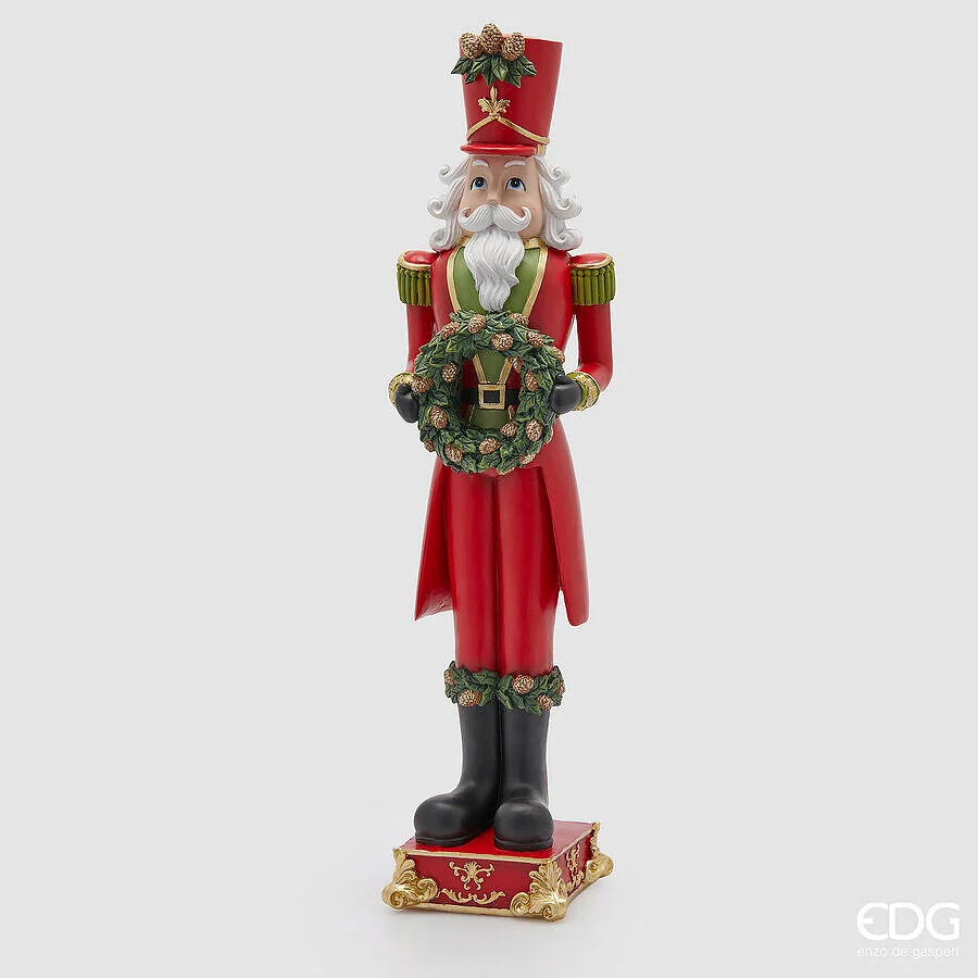 EDG Enzo De Gasperi Decoro Soldatino Natale con Corona H 60 Cm L 15,5 Cm L 14 Cm Green Red