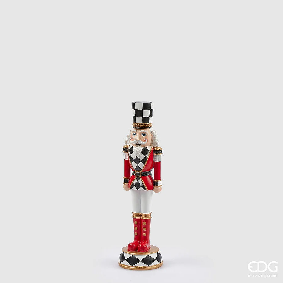 EDG Enzo De Gasperi Decoro Soldatino Scacchi di Natale  H 33 Cm White Red