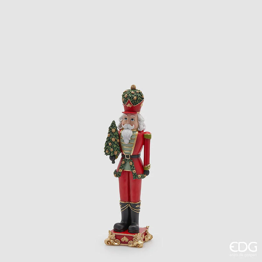 EDG Enzo De Gasperi Decoro Soldatino Schiccianoci Natale H 41 Cm L 12 Cm L 10,5 Cm Green Red