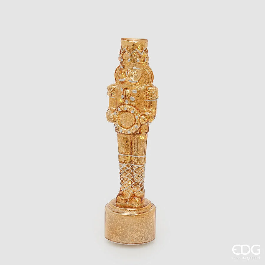 EDG Enzo De Gasperi Decoro Soldatino Twist Natale H 35,5 Cm D 9,5 Cm Musica, Movimento e Led Gold